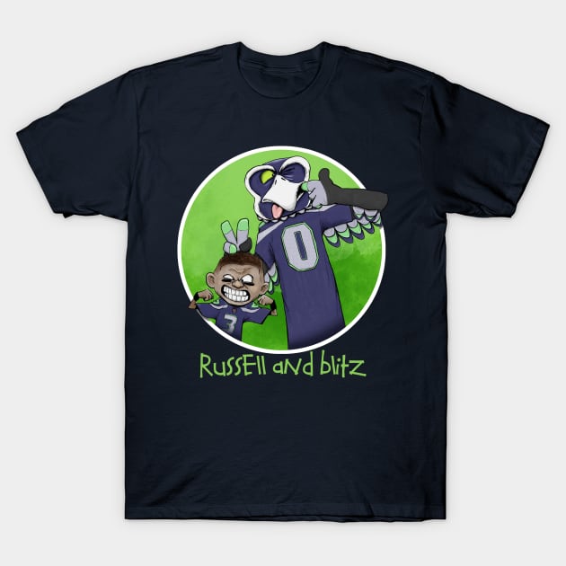 Russell Wilson and Blitz T-Shirt by plane_yogurt